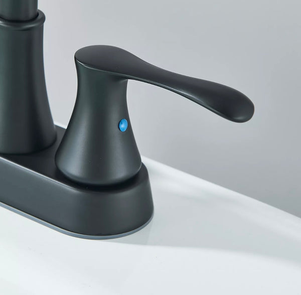 #1454 MATTE BLACK 4 INCH CENTERSET 2 HANDLE VANITY FAUCET