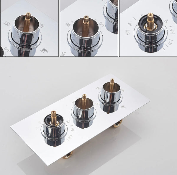 16x32 inch chrome led 3 function ceiling mount shower system with 6x massage jets