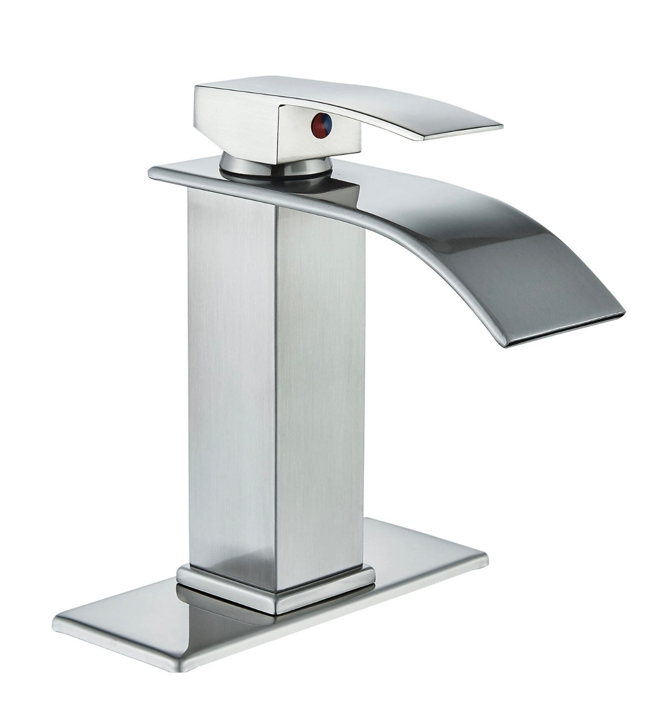 #1402 BRUSHED NICKEL WATERFALL SPOUT VANITY FAUCET