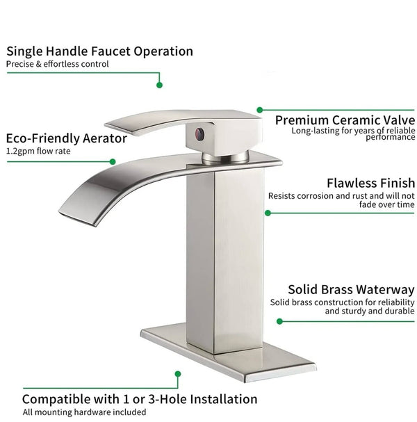 #1400 MATTE BLACK WATERFALL SPOUT VANITY FAUCET