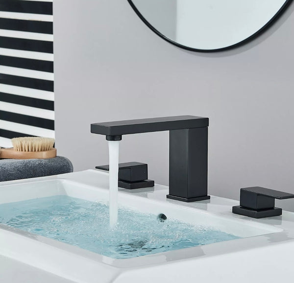#1489 MATTE BLACK 8 INCH WIDESPREAD VANITY FAUCET
