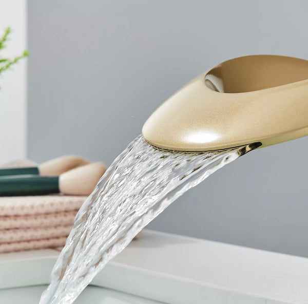 #1387 FROSTED GOLD LAVATORY WATERFALL FAUCET