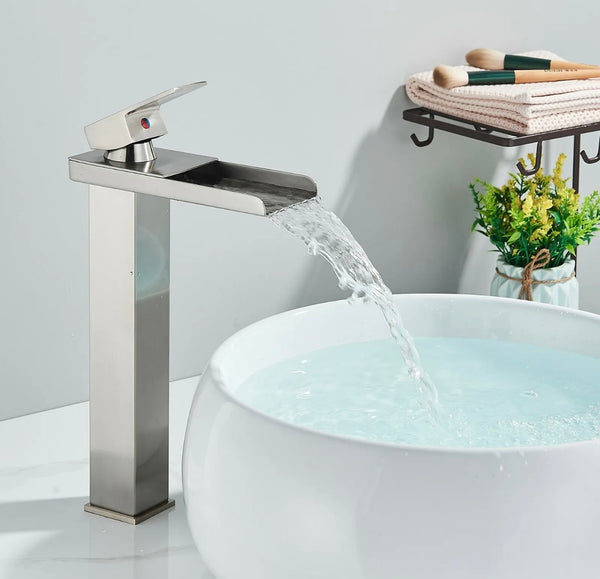 #1390 Brushed NICKEL WATERFALL VESSEL FAUCET