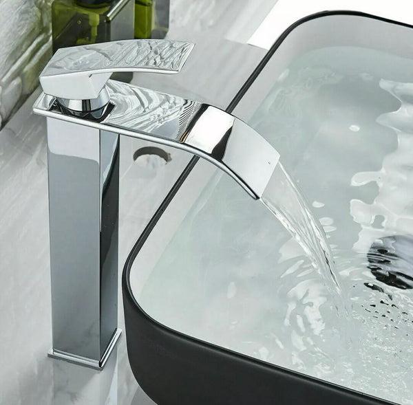 #1468 Chrome Waterfall spout vessel faucet