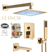 #1048 12-INCH GOLD LED 3-FUNCTION RAINFALL SHOWER SET