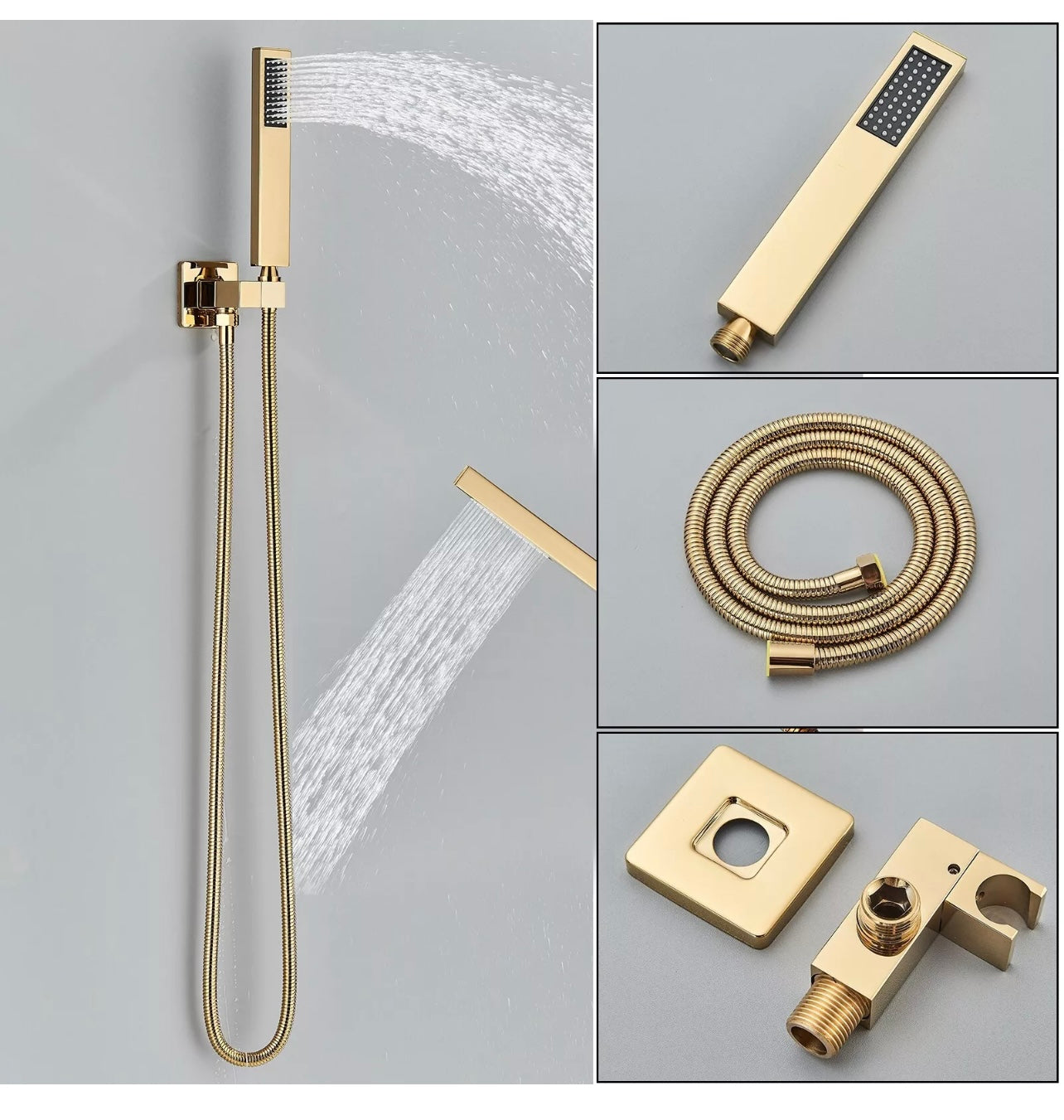 #1048 12-INCH GOLD LED 3-FUNCTION RAINFALL SHOWER SET