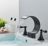 #1419 MATTE BLACK 8 INCH WIDESPREAD HIGH ARC WATERFALL VANITY FAUCET