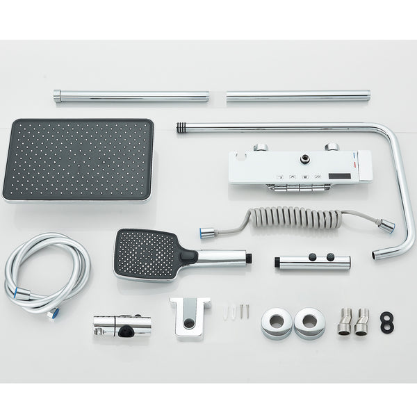 #1185 Polished Chrome 4-in-1 Exposed Shower System with LCD Display with Piano Keys