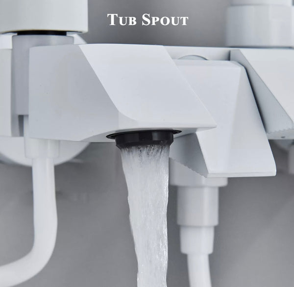 #1166 WHITE 4 IN 1 EXPOSED SHOWER SYSTEM SET RAIN SHOWER HEAD COMBO OUTDOOR/INDOOR SHOWER FAUCET FIXTURES