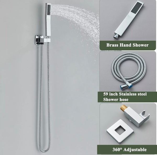 #1035 12-INCH CHROME 3 FUNCTION RAINFALL SHOWER SET