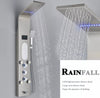 #1280 BRUSHED NICKEL 5 FUNCTION RAINFALL & WATERFALL LED SHOWER PANEL TOWER MASSAGE SPRAY SYSTEM