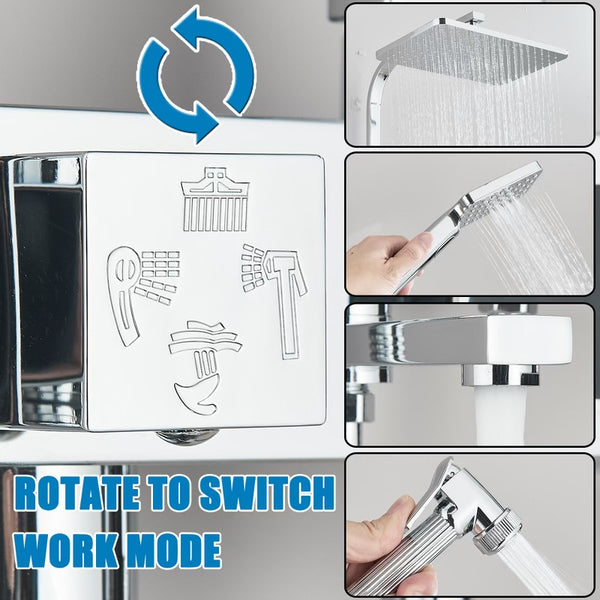#1182 POLISHED CHROME 4 IN 1 LCD TEMP THERMOSTATIC EXPOSED SHOWER SYSTEM
