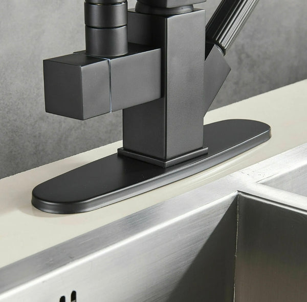 #1558 MATTE BLACK LED PULL-OUT KITCHEN FAUCET WITH SPRAYER