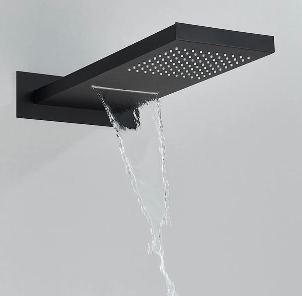 #1016 Shower Faucet Set w/Thermostatic Valve System Rain Waterfall Shower Head Combo