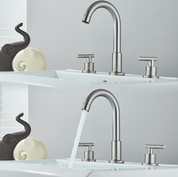 #1487 BRUSHED NICKEL WIDESPREAD 8-INCH WATERFALL VANITY FAUCET