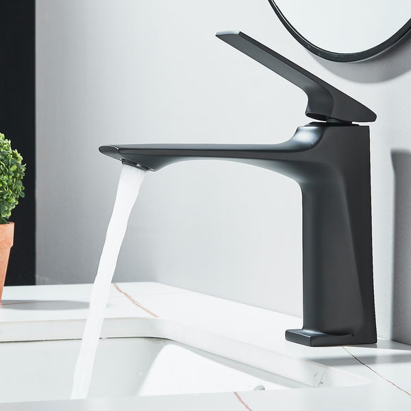 #1494 MATTE BLACK GILD EDGE WATERFALL VANITY FAUCET