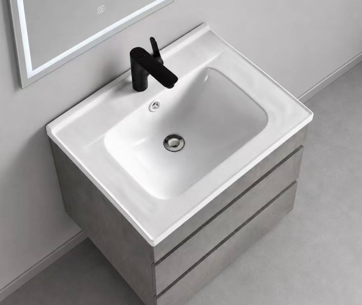 #1720 SG-9243 24-Inch Grey Floating Vanity Set with LED Mirror