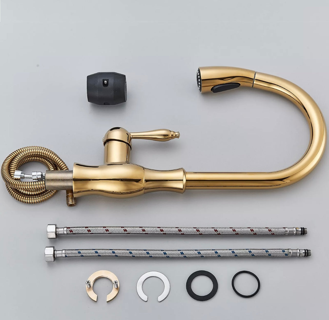 #1595 gold pull out kitchen faucet