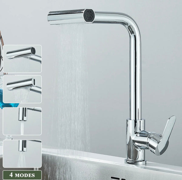#1581 CHROME PULL-OUT 4 MODES KITCHEN FAUCET