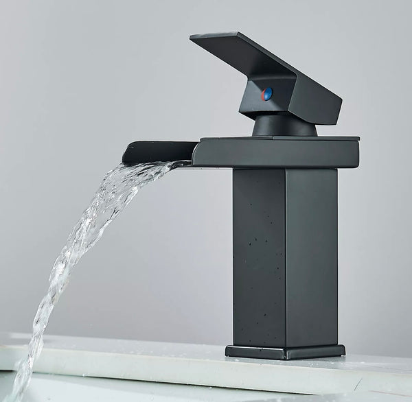 #1464 MATTE BLACK WATERFALL VANITY FAUCET