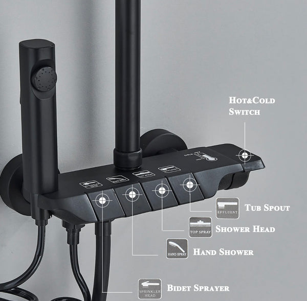 #1167 SMART MATTE BLACK 4 IN 1 EXPOSED SHOWER SET