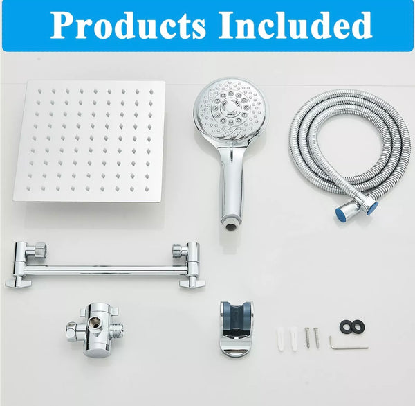#1045 8-INCH CHROME SHOWER HEAD & HANDHELD SHOWER WITHOUT SHOWER ARM COMBO