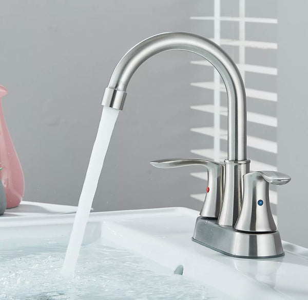 #1452 BRUSHED NICKEL 4 INCH CENTERSET 2 HANDLE VANITY FAUCET