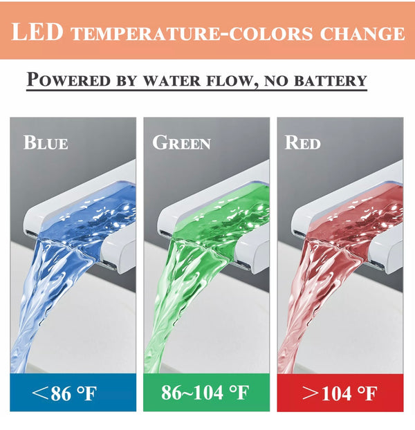 #1446 White LED Waterfall Vessel Faucet