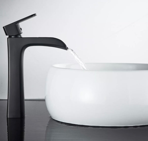#1439 Matte black waterfall vessel faucet