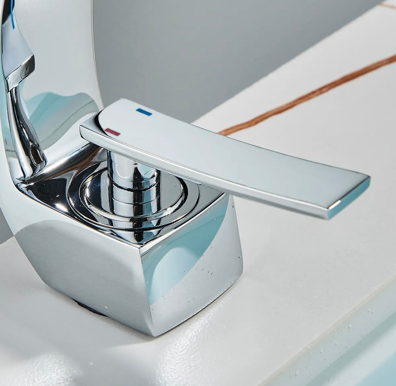 #1382 POLISHED CHROME CURVED WATERFALL VANITY FAUCET