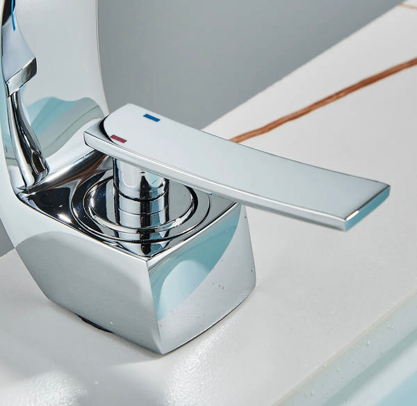 #1382 POLISHED CHROME CURVED WATERFALL VANITY FAUCET
