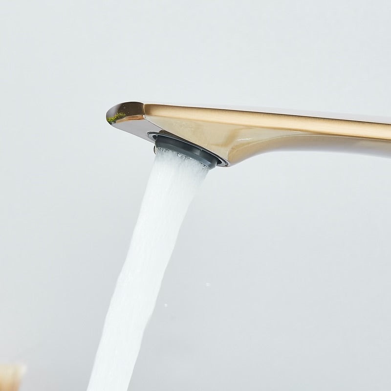 #1492 BRUSHED GOLD GILD EDGE WATERFALL VESSEL SINK FAUCET