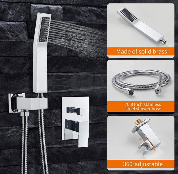 10 inch chrome 3 function shower system