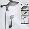 #1046 12-INCH MATTE BLACK SHOWER HEAD & HANDHELD SHOWER WITHOUT SHOWER ARM COMBO