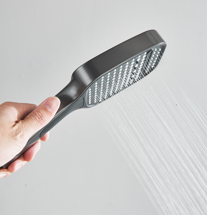 #1183 Matte Grey 4-in-1 Exposed Shower System with LCD Temperature Display with Piano Keys