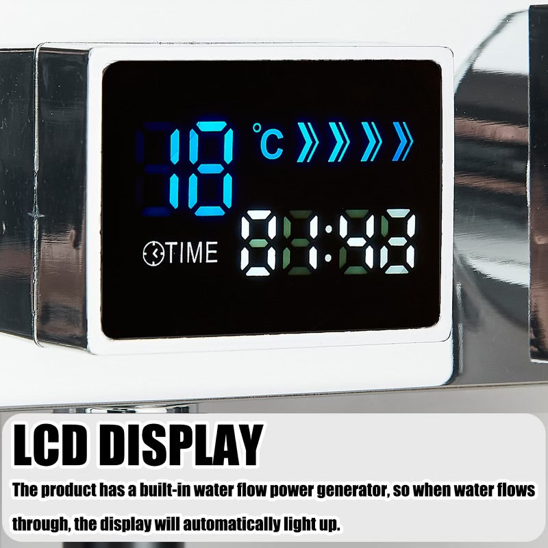 #1182 POLISHED CHROME 4 IN 1 LCD TEMP THERMOSTATIC EXPOSED SHOWER SYSTEM
