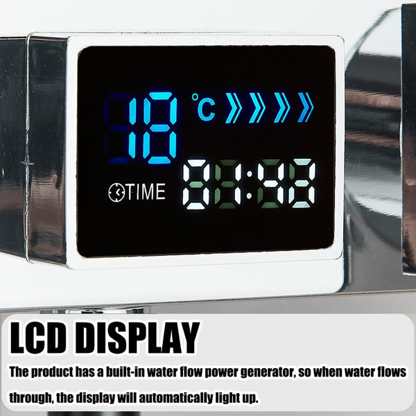 #1182 POLISHED CHROME 4 IN 1 LCD TEMP THERMOSTATIC EXPOSED SHOWER SYSTEM