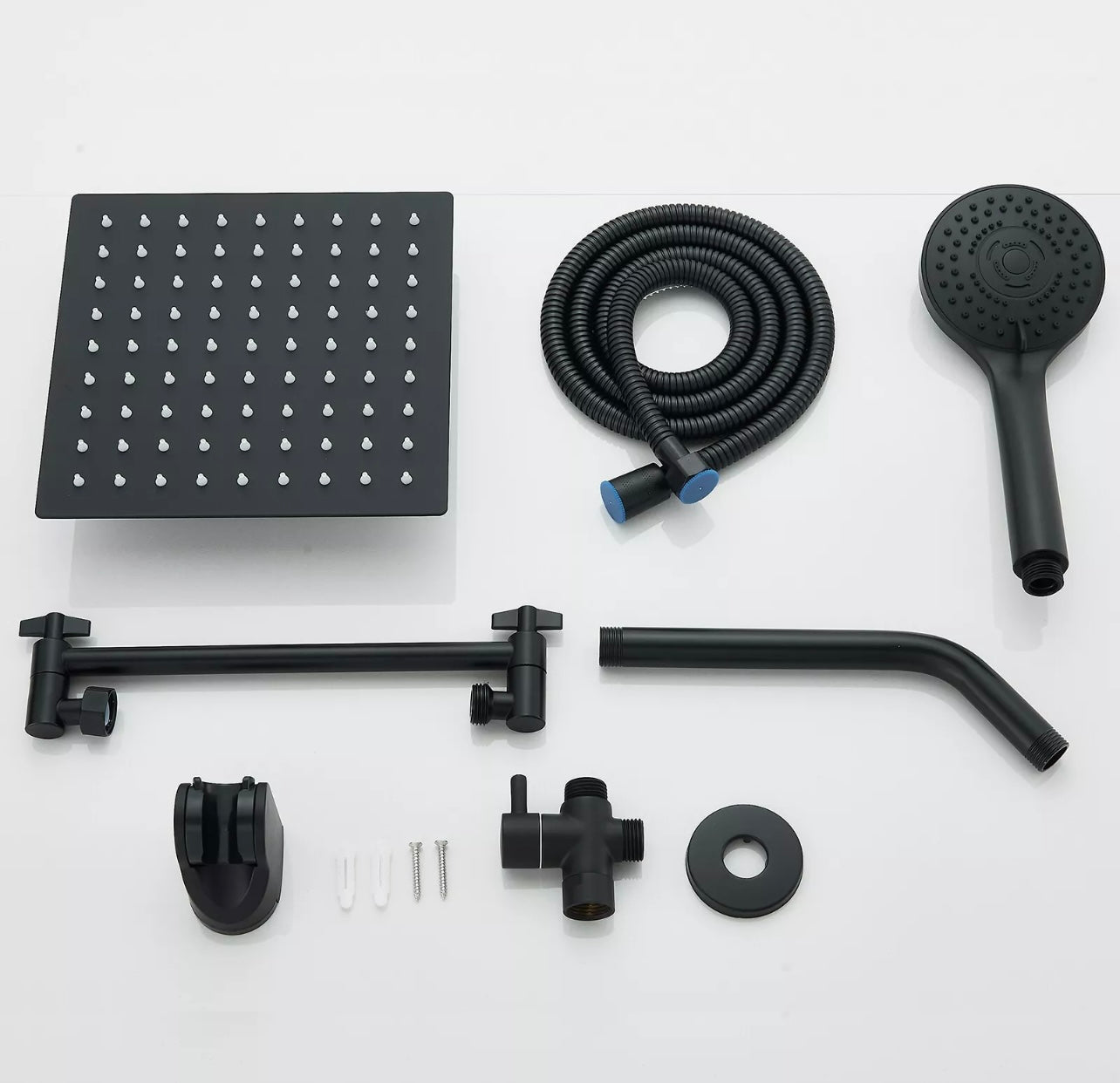 #1044 8-Inch Matte Black Showerhead Kit with Handheld Shower