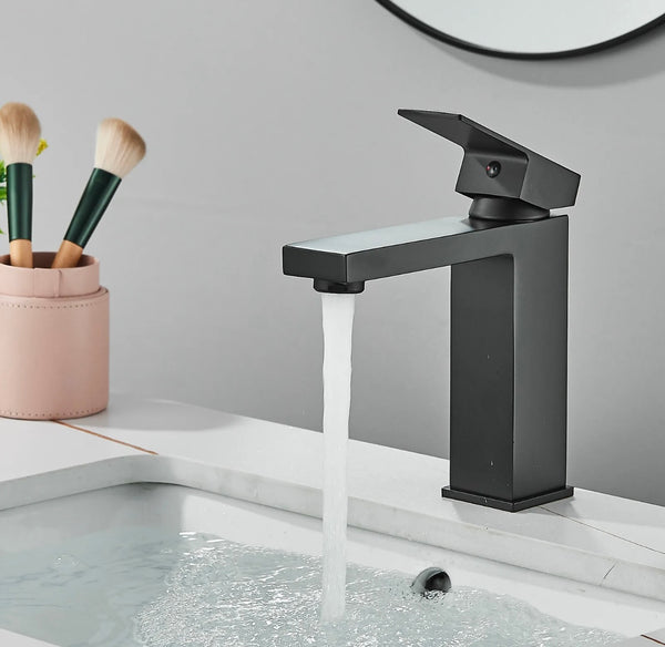 #1409 MATTE BLACK LAVATORY WATERFALL VANITY FAUCET