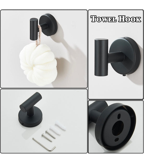 6pcs Matte Black Towel Rack Set
