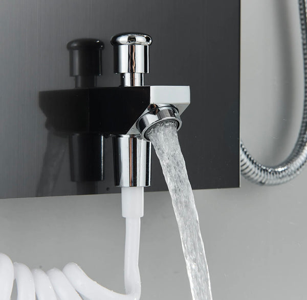 #1271 Stainless Steel 6-Function Rainfall & Waterfall LED Shower Panel Tower Massage Spray System