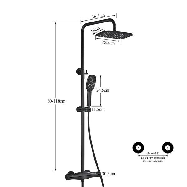 #1176 MATTE BLACK 3 IN 1 EXPOSED SOWER SET