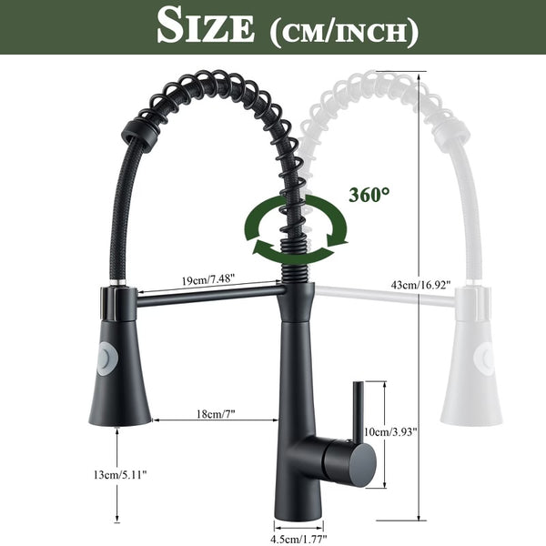 #1593 MATTE BLACK PULL-DOWN KITCHEN FAUCET WITH DUAL SPRAY HEAD