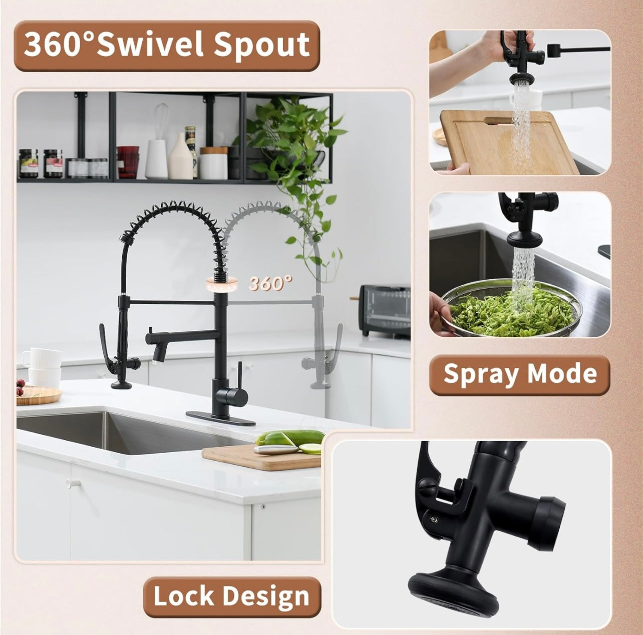 Commercial LED 2 Way Kitchen Faucet