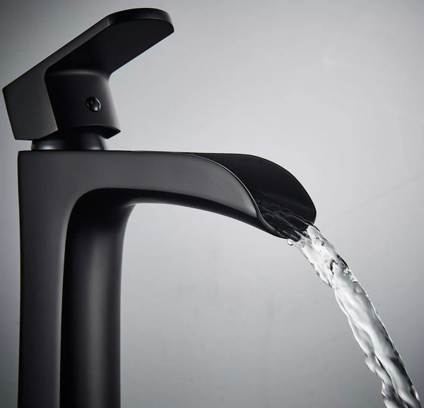 #1439 Matte black waterfall vessel faucet
