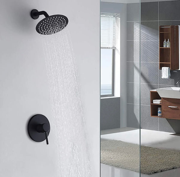 #1037 8 INCH MATTE BLACK SINGLE FUNCTION SHOWER SYSTEM