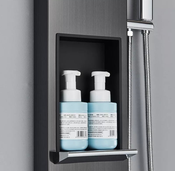 #1281 BLACK STAINLESS STEEL 8-INCH SHOWER PANEL WITH NICHE