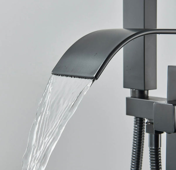 #1602 MATTE BLACK 2 FUNCTION WATERFALL SPOUT TUB FILLER FAUCET