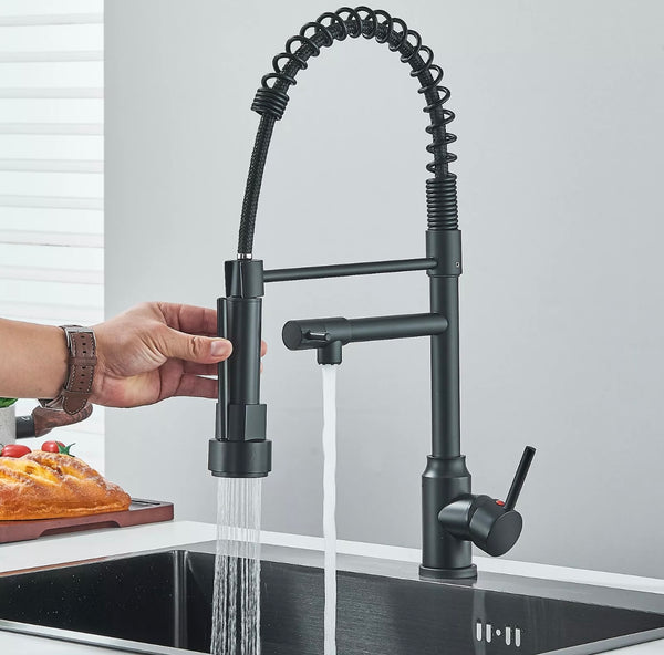 #1599 MATTE BLACK SPRING 2 FUNCTION KITCHEN FAUCET