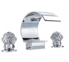 #1422 CHROME 8 INCH WIDESPREAD WITH 2 CRYSTAL KNOBS HIGH ARC WATERFALL VANITY FAUCET